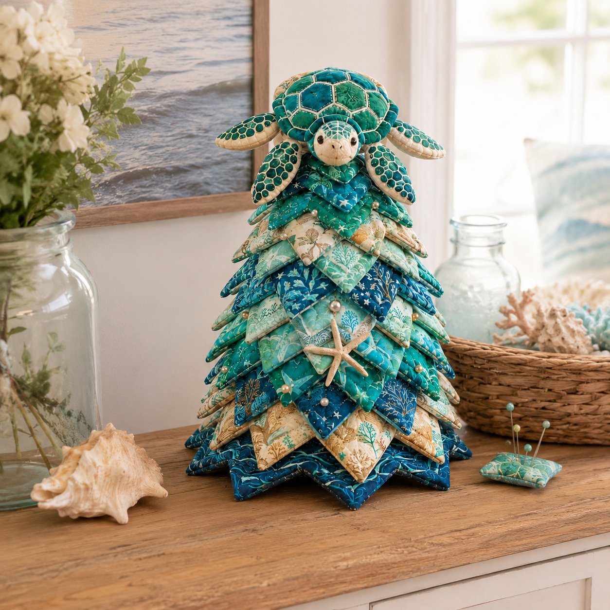 🔥 LAST DAY 49% OFF – 🌊 Ocean Dreams Layered Fabric Tree Craft Kit | Create a Freestanding Coastal Centerpiece with Coordinated Fabrics & Marine Topper 🐚✨