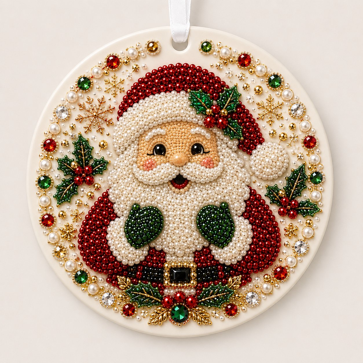 ✨ DIY Pearl & Gem Christmas Ornament Collection