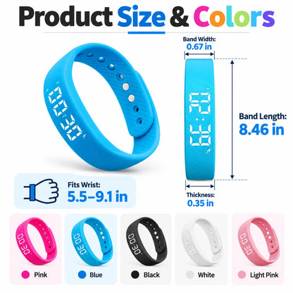 ⌚ Smart Fitness Band – Steps, Vibration Alarms & USB Charging