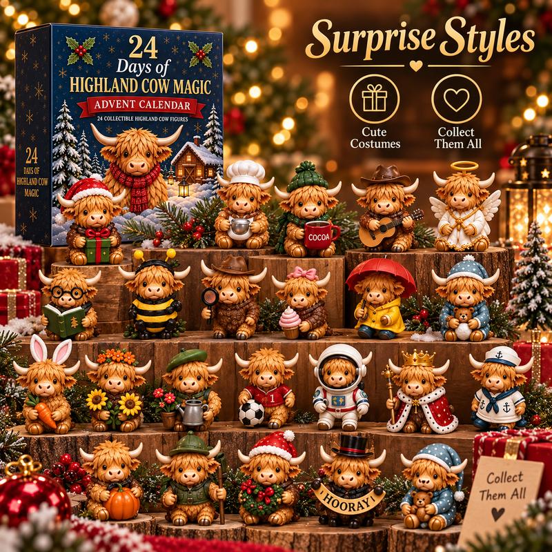 Highland Cow Advent Calendar – 24 Miniature Characters