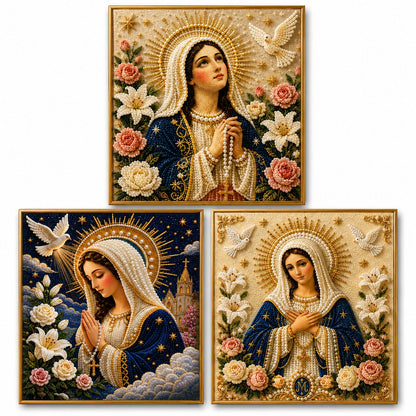 🙏New Arrivals 49% OFF-2026  Divine Pearl Bead Virgin Mary Icon – A Peaceful DIY Faith Art Gift ✨