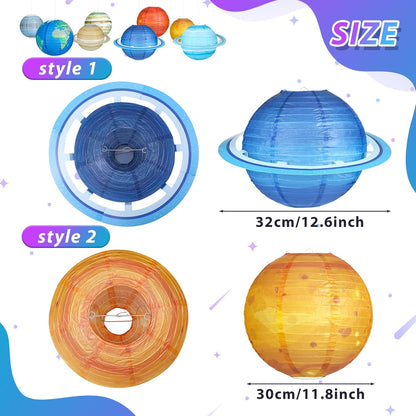 🪐 8-Piece Solar System Planet Paper Lantern Set – Outer Space Birthday Party Decorations