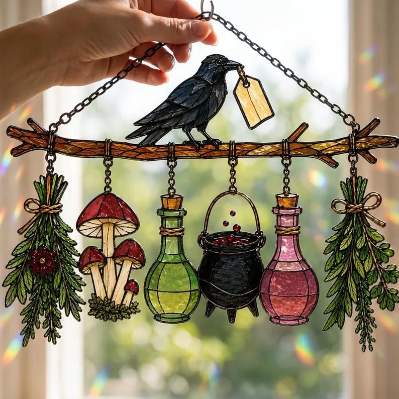 🔥Last Day 50% OFF – 🖤 🐦‍⬛Raven Witch Suncatcher(✨Buy 2 Free Shipping)