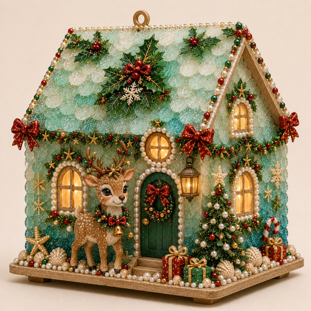 ⏳ Last Day 49% OFF – 🏡 Beginner-Friendly DIY Glowing Coastal Glass-Style Christmas Cottage Kit Collection | Complete Kit with Sea Glass-Style Pieces, Pearl Beads & Step-by-Step Guide Included 💕