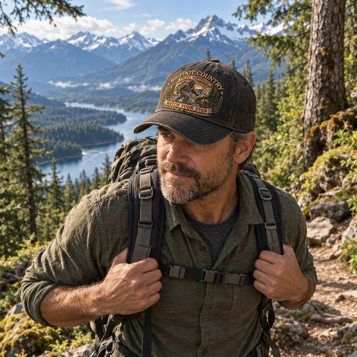 🔥LAST DAY 50% OFF - 2027 Bigfoot Country Heritage Cap – Pacific Northwest Vintage Washed Embroidered Hat