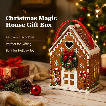 Christmas House Gift Box – Festive Handled Holiday Packaging