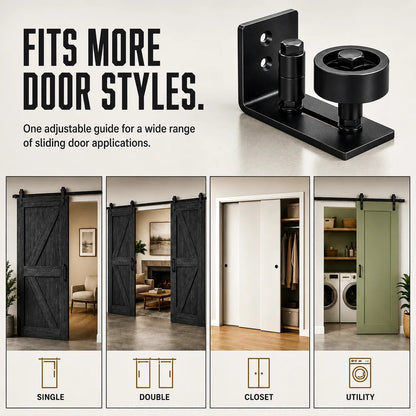 🚪8-in-1 Adjustable Barn Door Floor Guide – Wall-Mount Stay Roller for Smooth, Stable Sliding