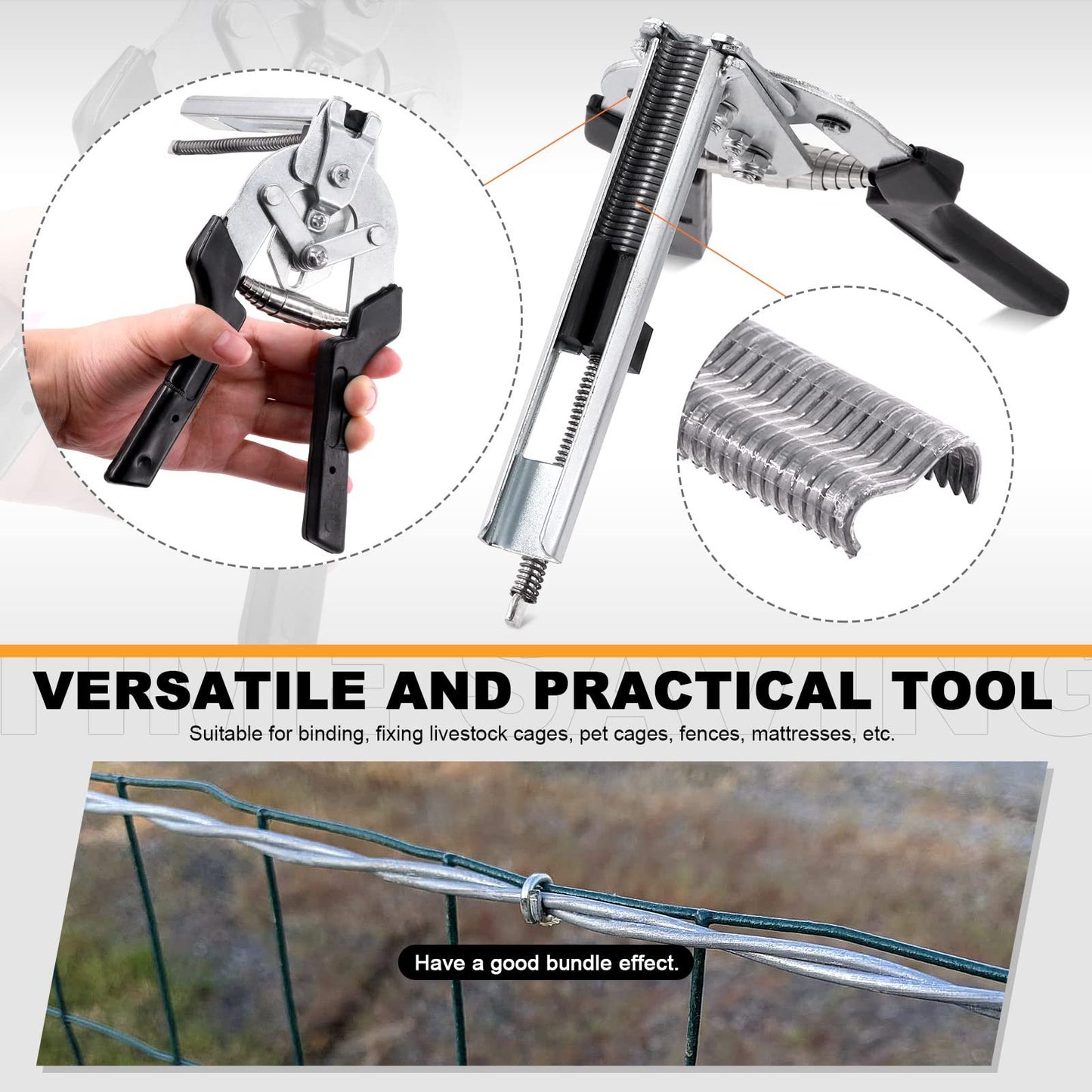 M Type Hog Ring Pliers Kit – Semi-Automatic Spring-Loaded High-Efficiency Cage & Fence Repair Tool