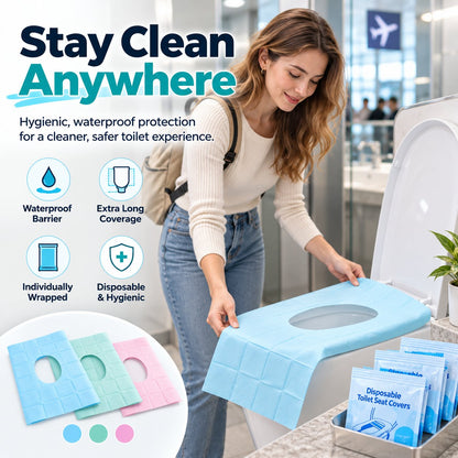 Disposable Waterproof Toilet Seat Covers | Individually Wrapped Travel Hygiene Liners