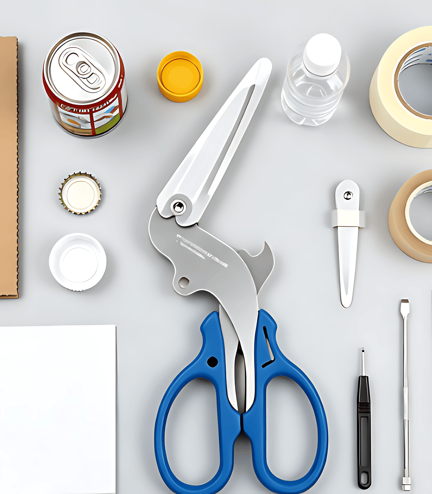 L‑Bend Multi‑Purpose Utility Scissors, Premium Stainless Steel Shears | Multi‑Tool for Cardboard Boxes