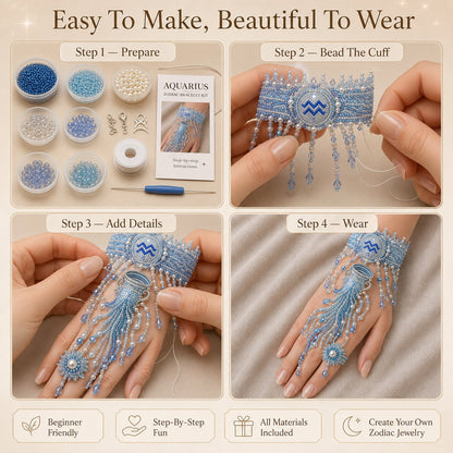 🔥 LAST DAY 49% OFF – ✨ Zodiac DIY Beaded Hand Bracelet Kit | Create Celestial Wearable Art with Seed Beads, Pearl-Style Accents & Crystal Details ♈🌙💎