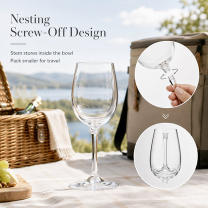 Nesting Stemmed Wine Glass Set | Shatterproof Portable Outdoor Wine Glasses 🍷🏕️