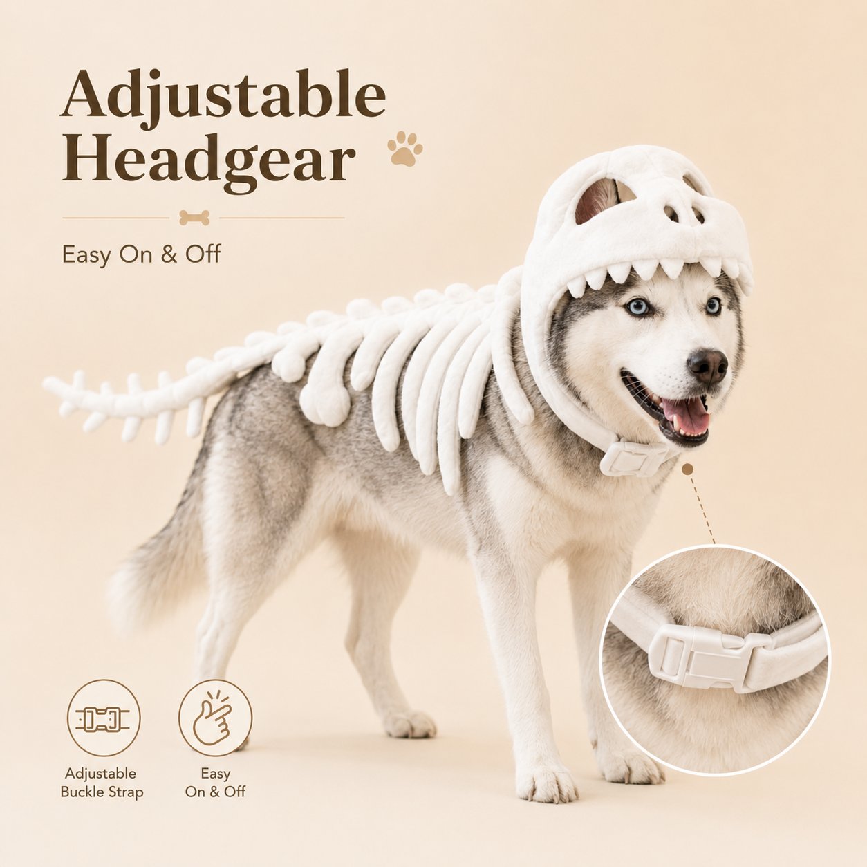 🦖 Glow In Dark Dinosaur Skeleton Dog Costume