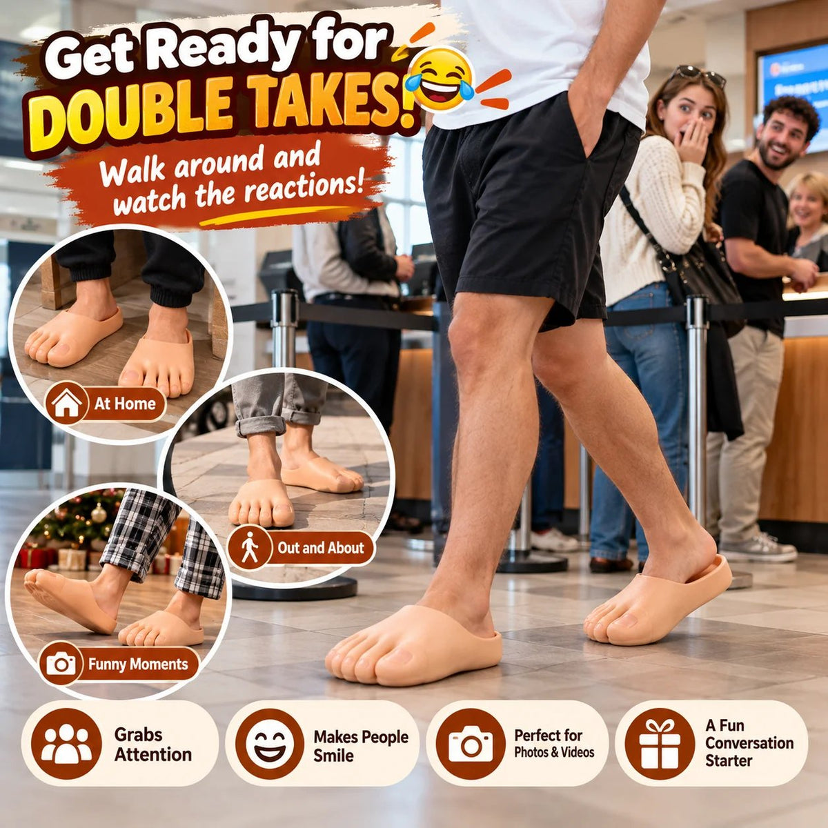 😂 Realistic Barefoot Slippers | Giant Toe Novelty Slides