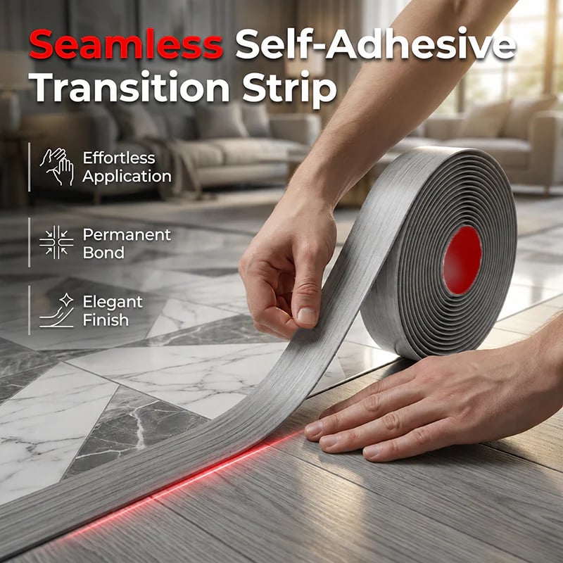 ✨ Self-Adhesive Floor Transition Strip – Flexible PVC, Peel-and-Stick, Smooth Finish 🚪