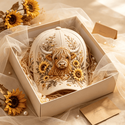 🔥LAST DAY 50% OFF -- 🦬3D Highland Cow Embroidery Cap🧢(Breathable & Lightweight Comfort & Unisex Fit)