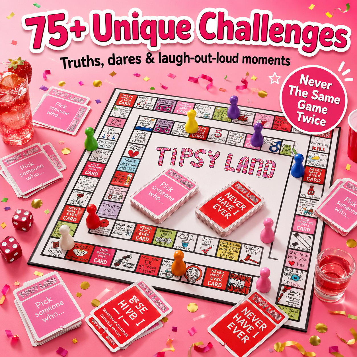 🎉🔥Tipsy Land Adult Drinking Board Game