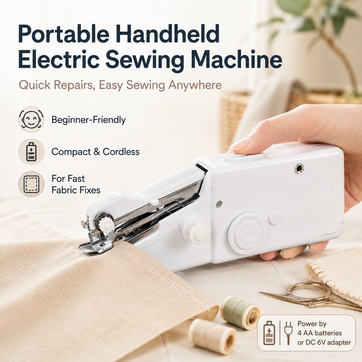 🧵 CRAFT SALE 50% OFF - Portable Handheld Electric Sewing Machine Kit for Beginners