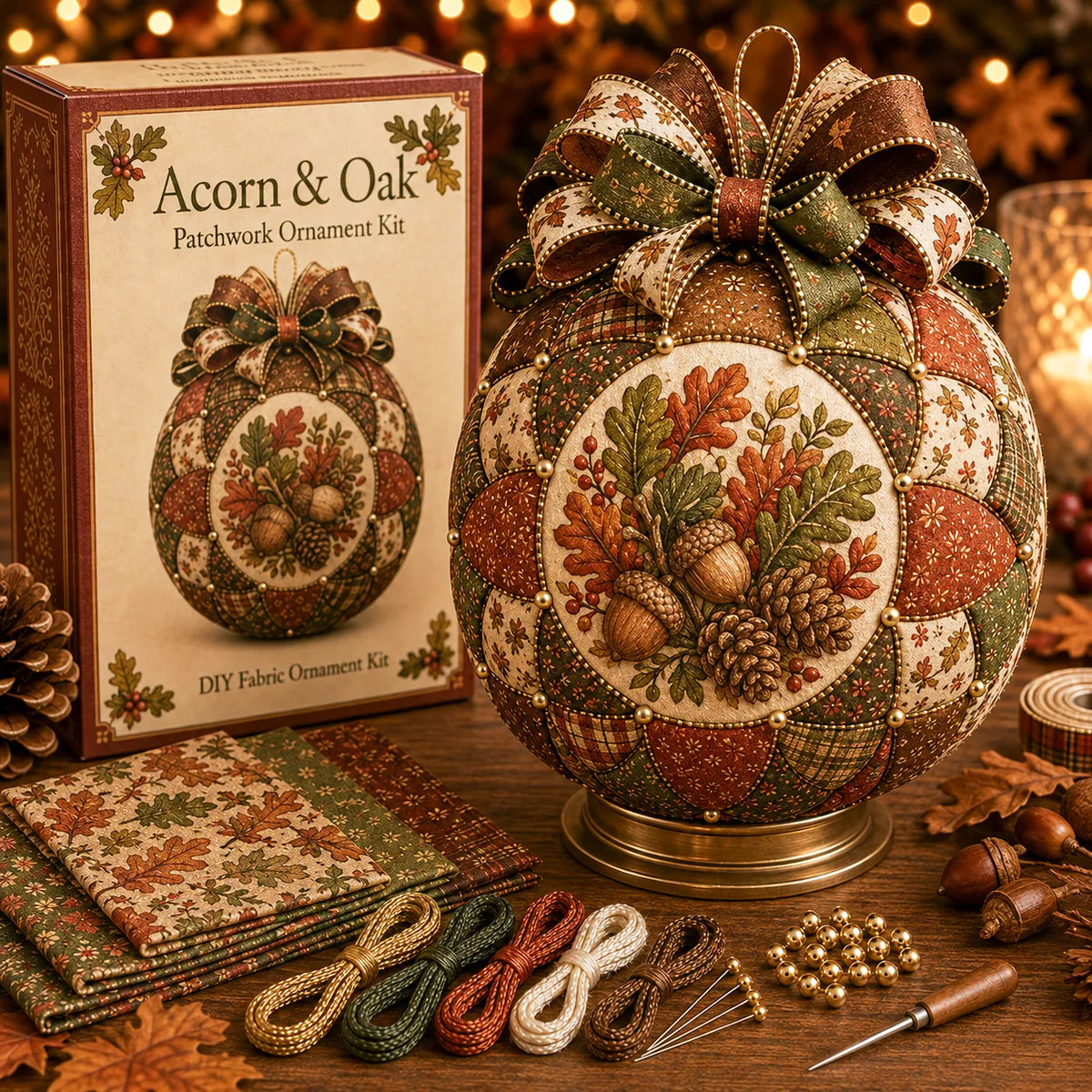 ⏳ Last Day 49% OFF – 🍂 Beginner-Friendly DIY Autumn Thanksgiving Patchwork Ornament Kit Collection | Complete Kit with Coordinated Fabrics, Ornament Form, Harvest Accents & Step-by-Step Guide Included 💕