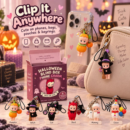 🎃 Halloween Blind Box Phone Charm – 1 of 6 Spooky Surprise Designs ✨