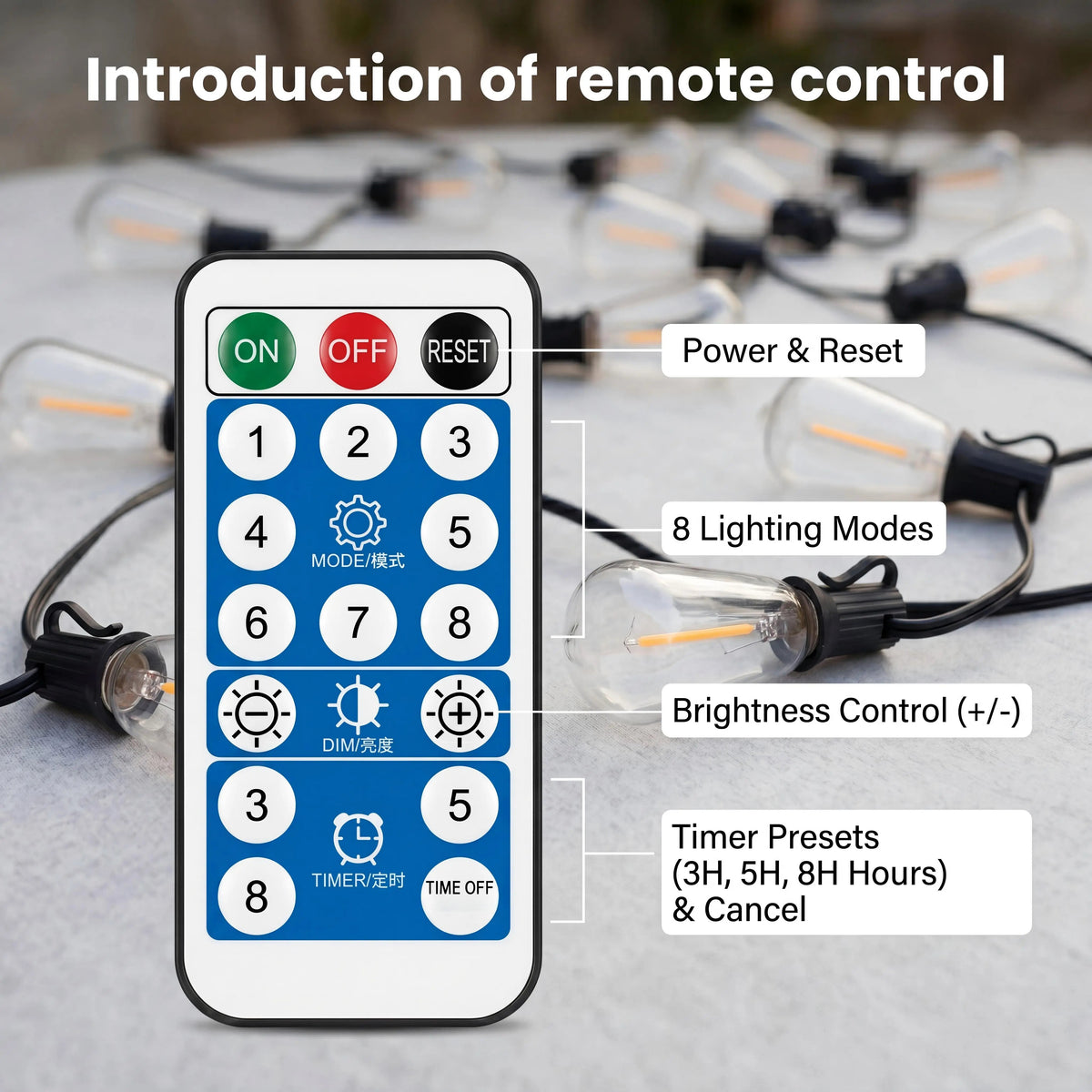 100FT Solar Outdoor String Lights with Remote Control