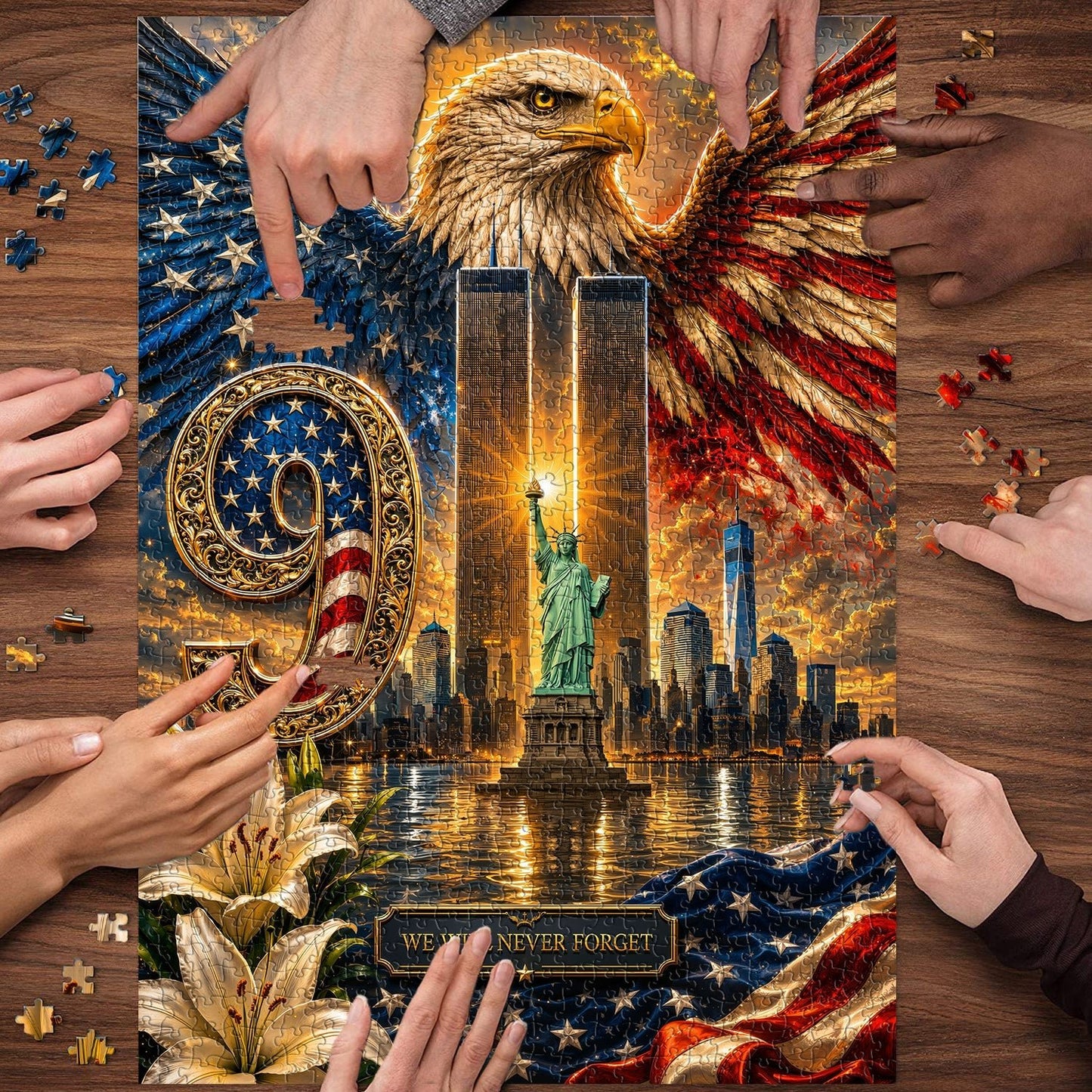 🧩🦅Never Forget 9/11 Jigsaw Puzzle 1000 Pieces