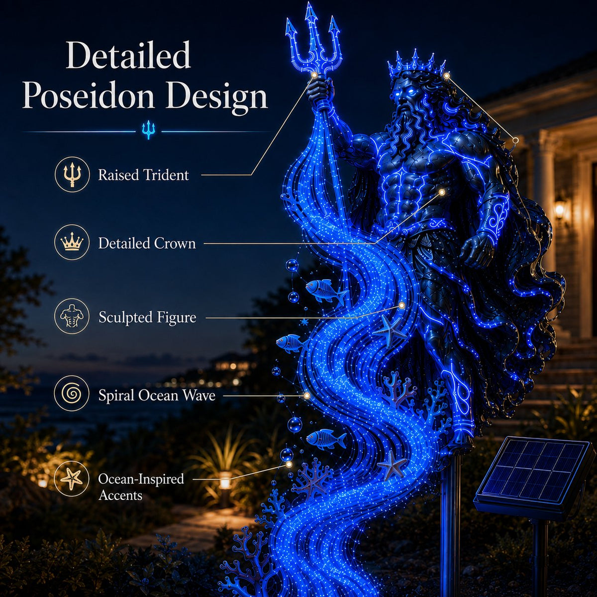 🔥Last Day 49% OFF🔥🌊 Poseidon Tidal Spiral Solar Garden Light