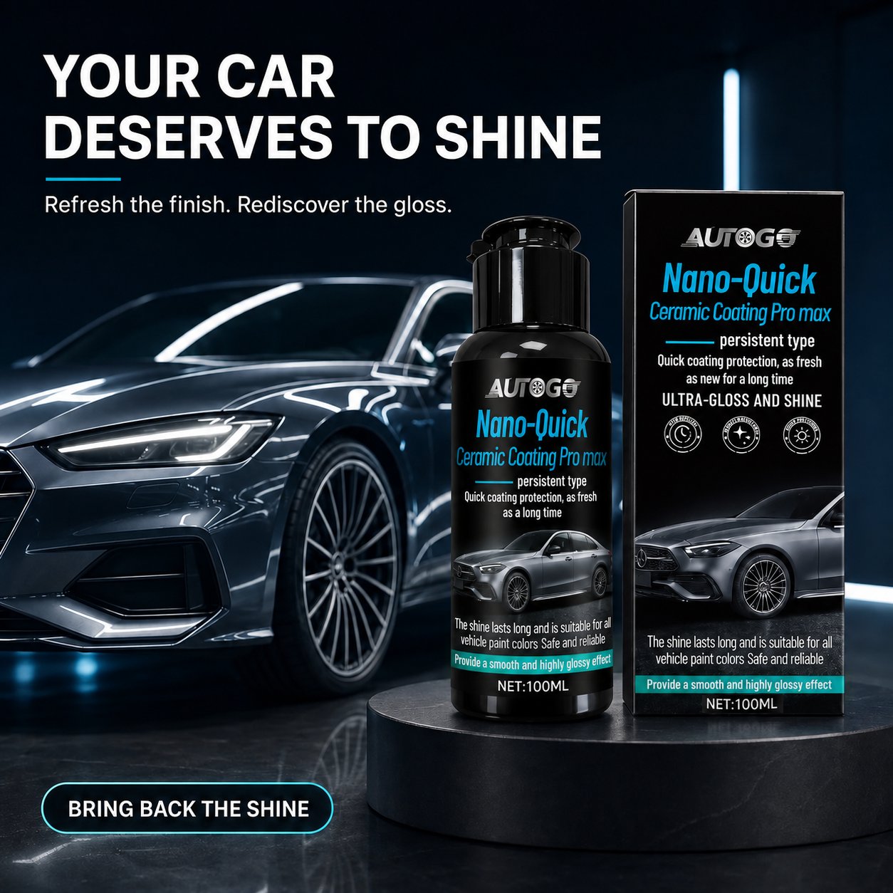 🚘 Nano Ceramic Car Paint Coating – Quick Gloss & Shine Care