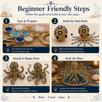 🔥 LAST DAY 49% OFF – 🌊 Ocean Sparkle Animal Craft Kit | Create a Dimensional Underwater Centerpiece with Colorful Beads, Pearls & Coastal Details 🐚✨