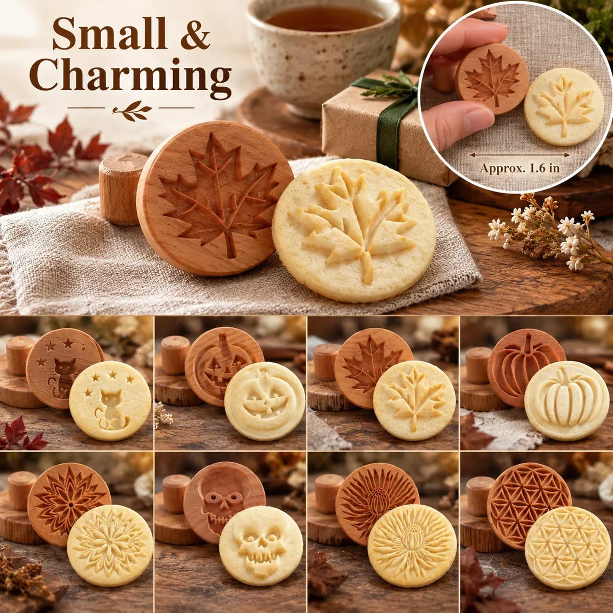 Patterned Wood Cookie Embosser | Seasonal Party & Gift Cookie Prep