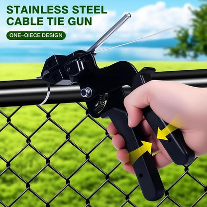 🔧 Stainless Steel Cable Tie Gun Tool with Metal Zip Ties, Heavy Duty Cable Tie Tightener & Cutter for Industrial, Fencing, Exhaust Repair