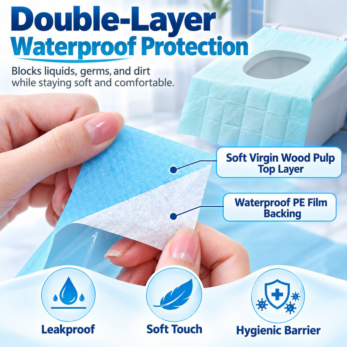 Disposable Waterproof Toilet Seat Covers | Individually Wrapped Travel Hygiene Liners