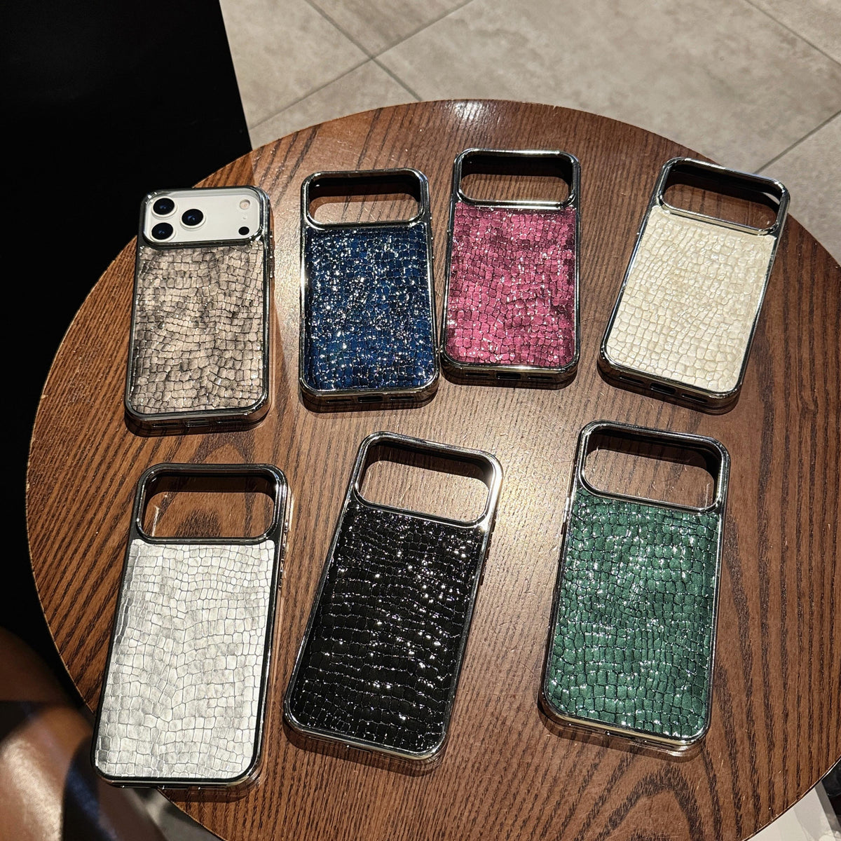 Luxe Croc Leather iPhone Case | Chrome Edge Slim Protective Cover ✨