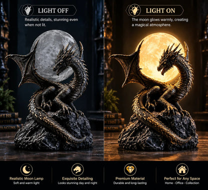 🐉 Lampe globe-trotte en forme de dragon gothique et de lune