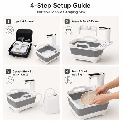🏕️ Portable Camping Sink – Rechargeable Pump Outdoor Wash Station 💧