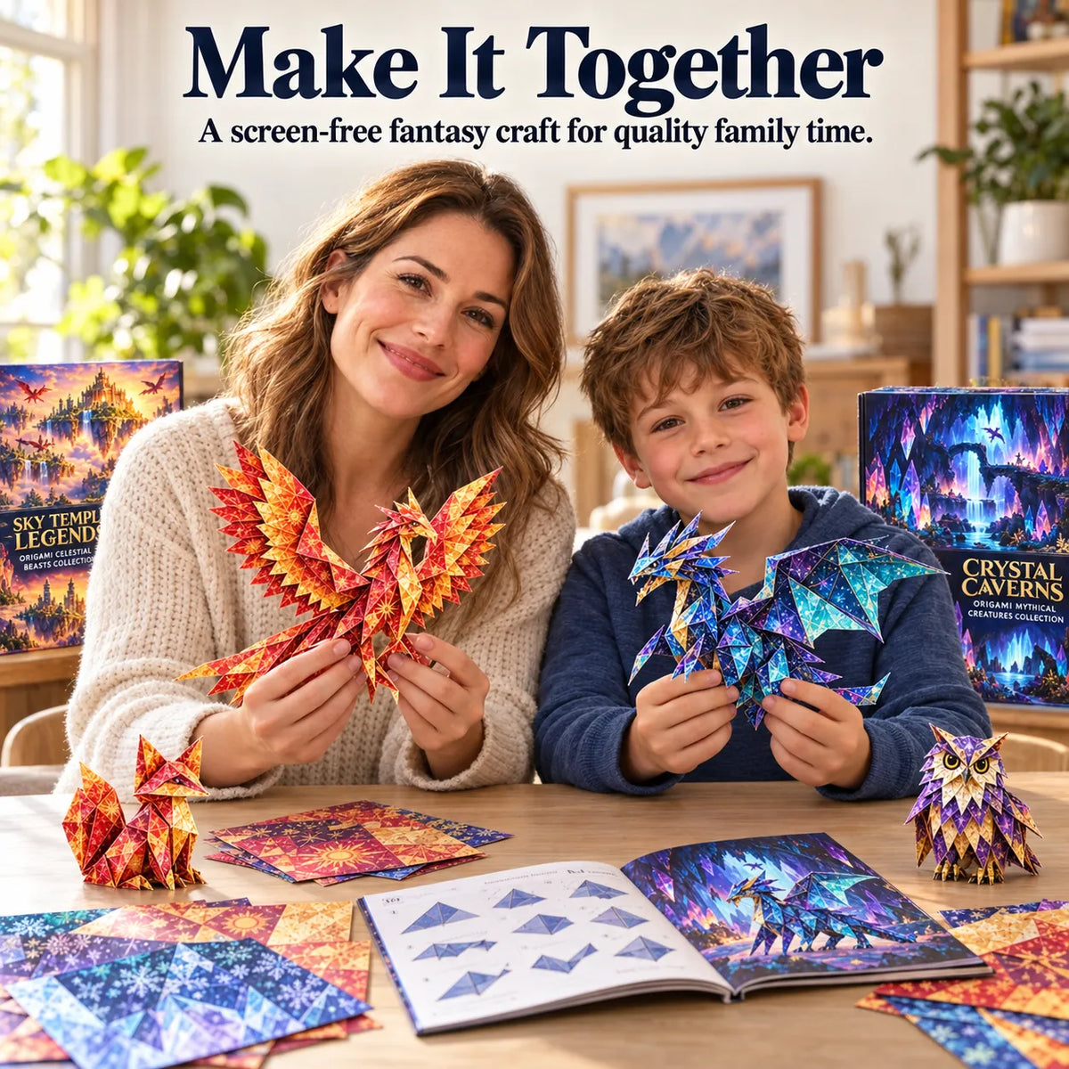 ⏳ Last Day 49% OFF – 🐉 Fantasy Paper Folding Craft Kit | 4 Magical Worlds with 50 Patterned Papers & Step-by-Step Guide ✨