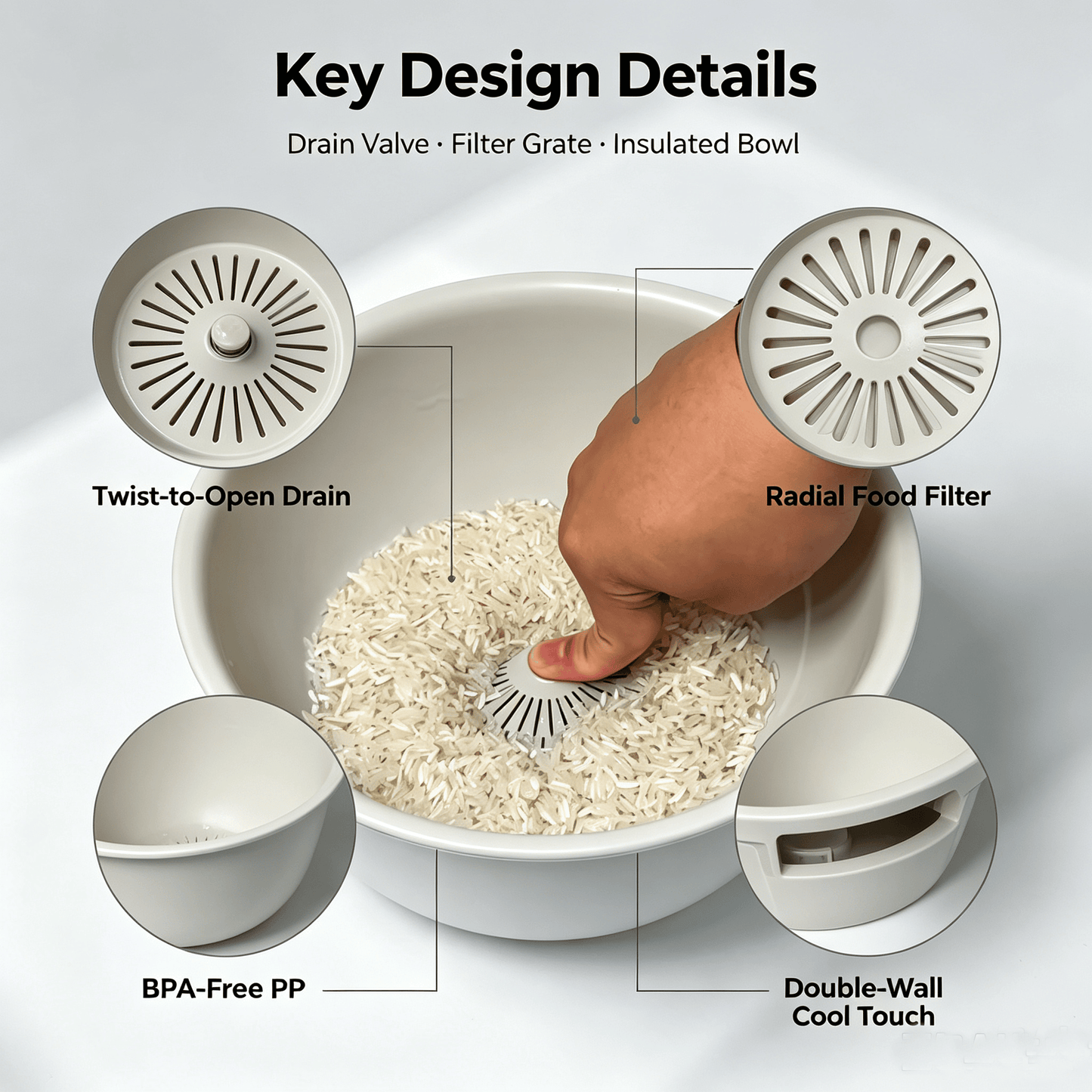 Reusable Press‑Type Rice Washer Strainer
