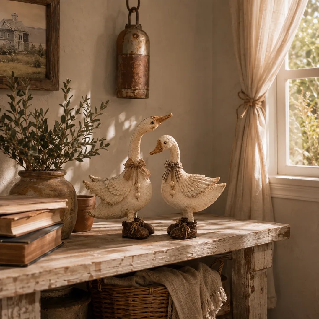 🏡🐔🪿 Playful country-style animal figurines – charming animal pairs for a cozy home
