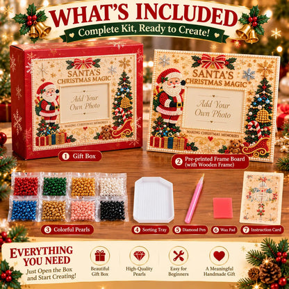 🎄 DIY Christmas Pearl & Rhinestone Photo Frame Kit | Beginner-Friendly Holiday Craft 💎