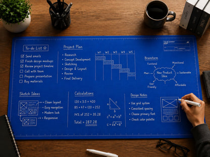 🤩The Blueprint Deskmat Includes the Blueprint Marker💻✏️ A Double-Sided Deskmat to Draw, Erase & Redraw As Needed. 🎁Buy 2 Sets Free Shipping