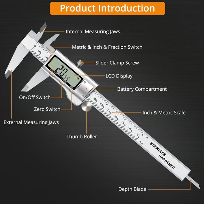 6 inch/150mm High‐Precision Stainless‐Steel Digital Vernier Caliper