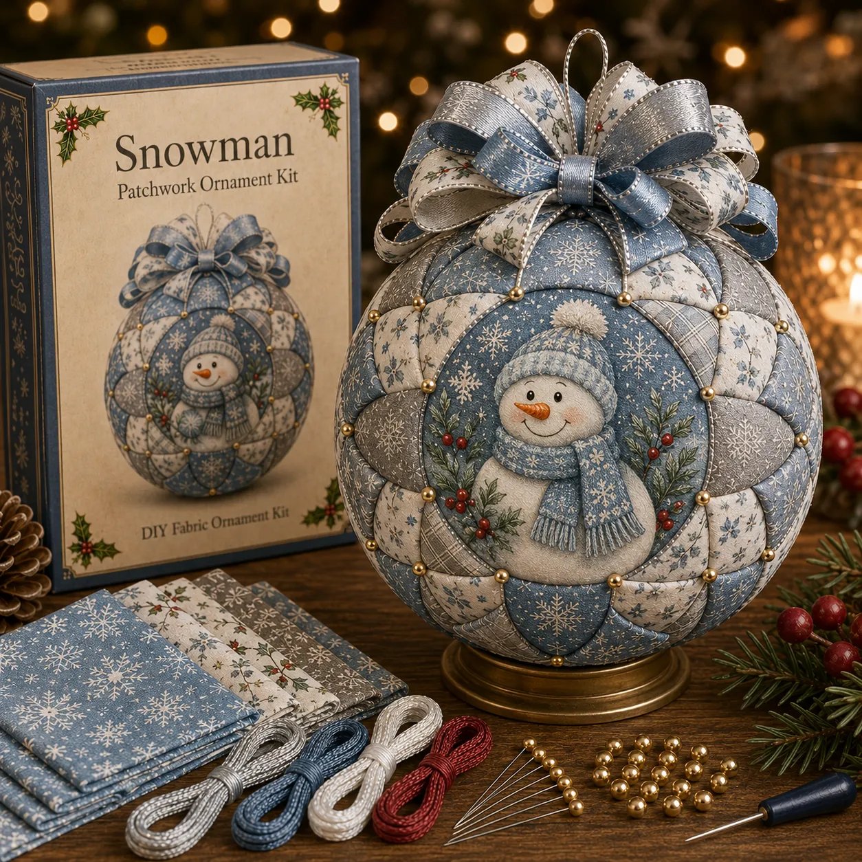 🎁LAST DAY 49% OFF-🎄 Christmas Classics Patchwork Ornament DIY Kit (Beginner-Friendly)