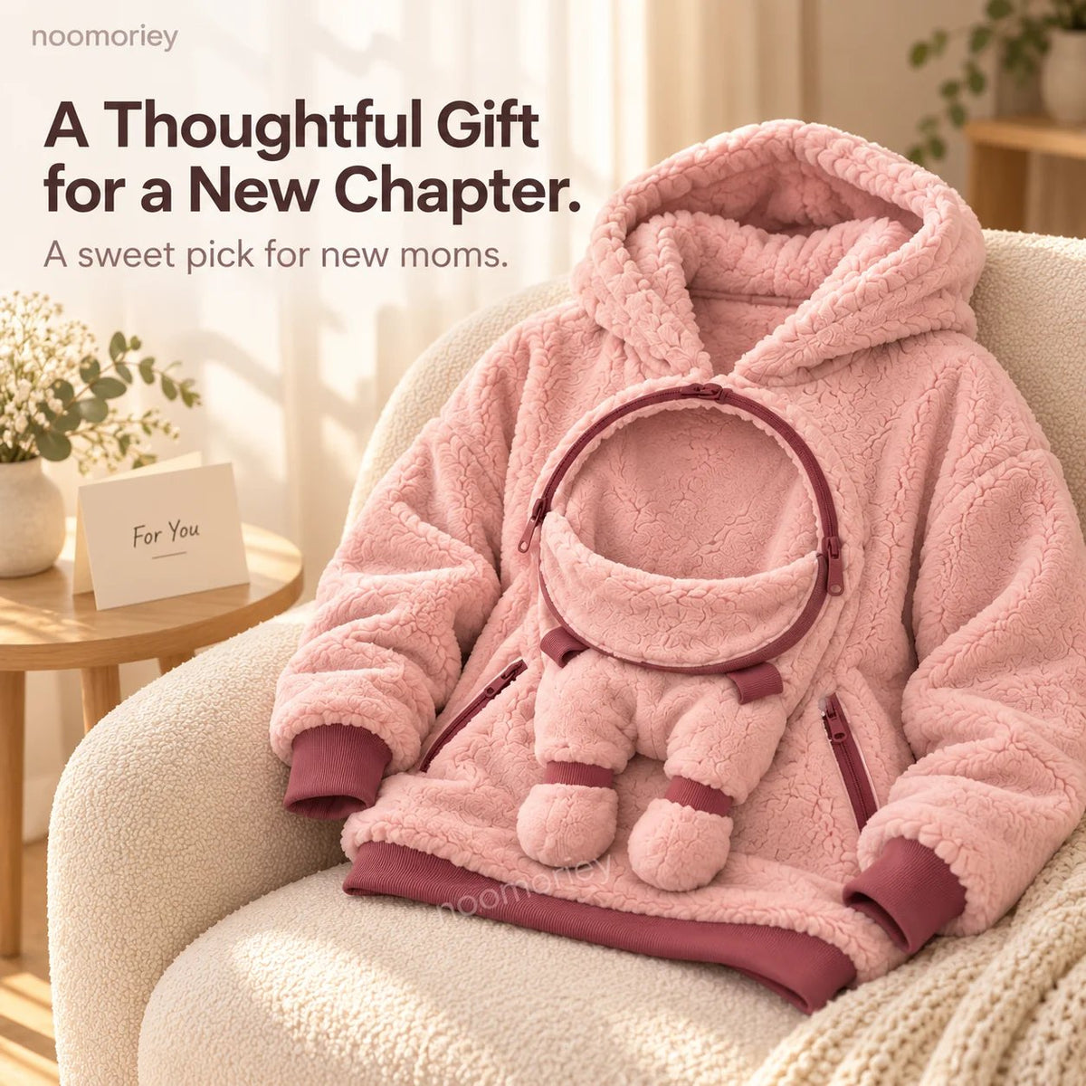 ⏰ LAST DAY 49% OFF - Mom & Baby Plush Hoodie – Cozy Pullover with Front Zip Panel