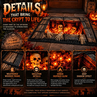 🔥LAST DAY 50% OFF💀Underground Crypt Skeleton Flame Ember Halloween Rug Decor✨