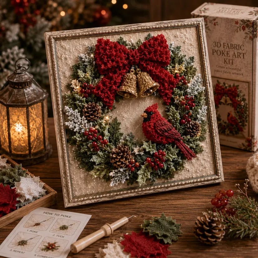 🔥2026 HOT SALE 49% OFF 💥🎄 3D Christmas Fabric Poke Art DIY Craft Kit
