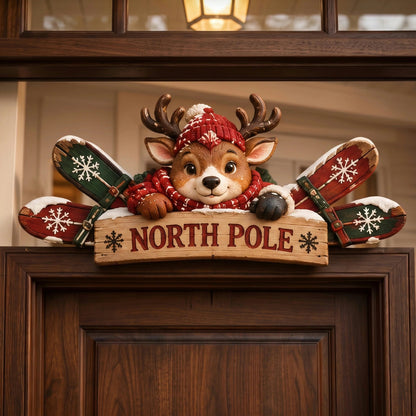 ❄️🎿 | Rustic Winter Mountain Cabin Door Frame Decor, Christmas Above-Door Wall Sign, Seasonal Porch Home Ornament