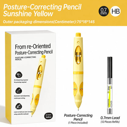✏️Write Right Ergonomic Pen Grip Writing Aid – Self-Advancing Posture-Training Pencil with 12 Refills