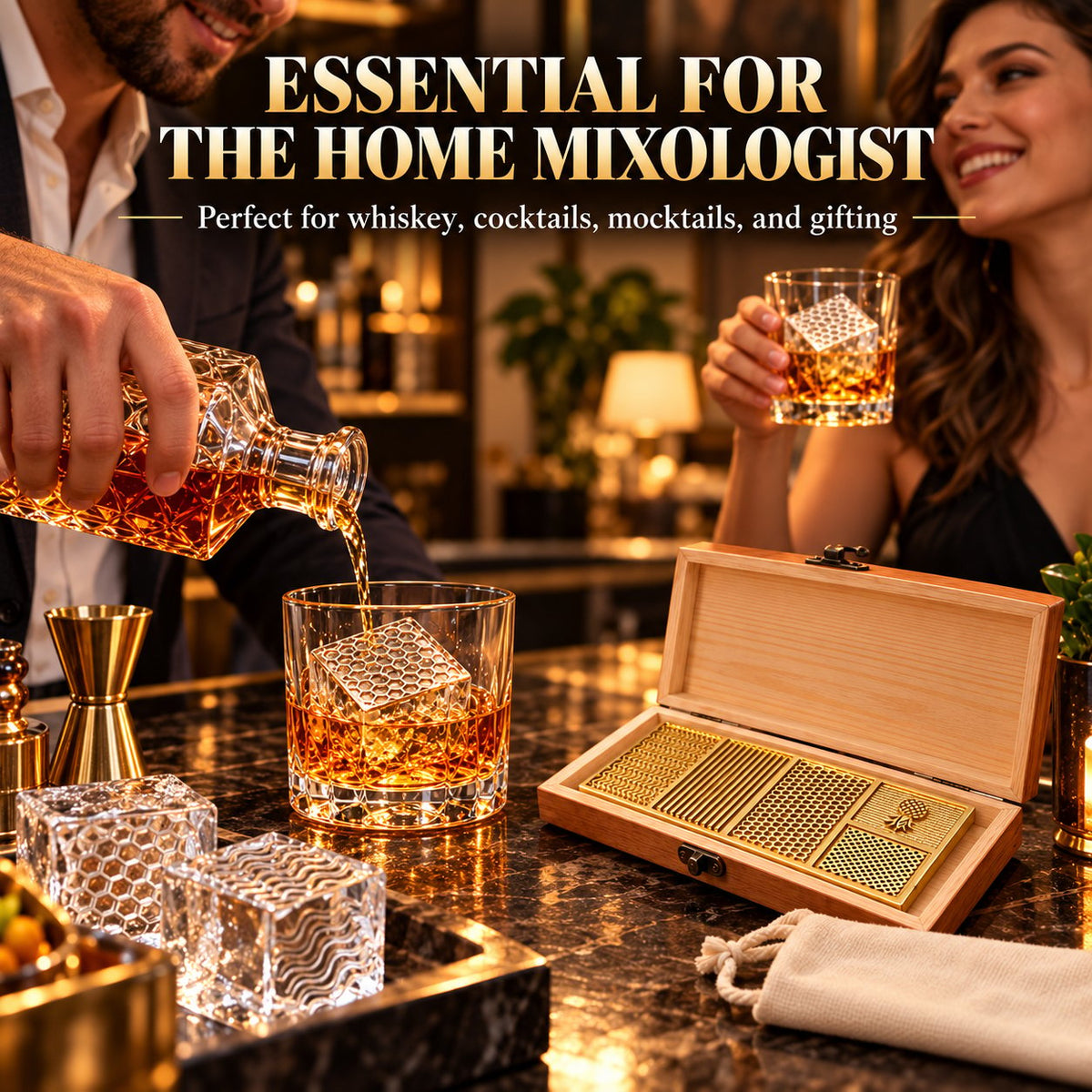 Brass Ice Stamp Plate – Decorative Cocktail & Whiskey Ice Embosser
