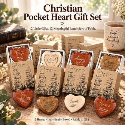 Christian Pocket Heart Gift Set – 12 Faith-Inspired Keepsakes