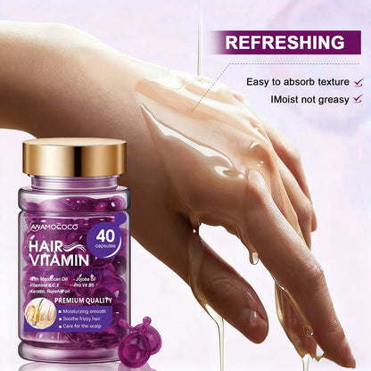 Hair Vitamin Capsules with Violet & Argan Oil for Frizz Control